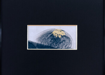Sans titre, Technique mixte (cyanotype viré, peinture acrylique) sur papier aquarelle Arches grain fin 300g/m2, 56,5 X 46,5 cm (encadré), 2024, pièce unique ecumeDesJours